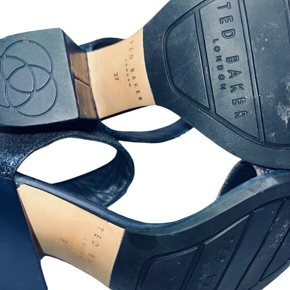 TED Baker London sandals Blue & Silver Glitter Heeled Sandals. Size 37. US 6.5 - Picture 8 of 9